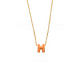 Hermes Mini Pop Orange 18K Gold Necklace