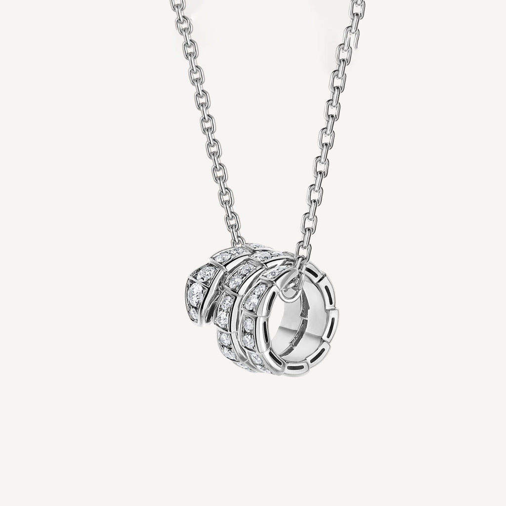 Bvlgari Serpenti Viper Pave Diamonds 18K Gold Necklace
