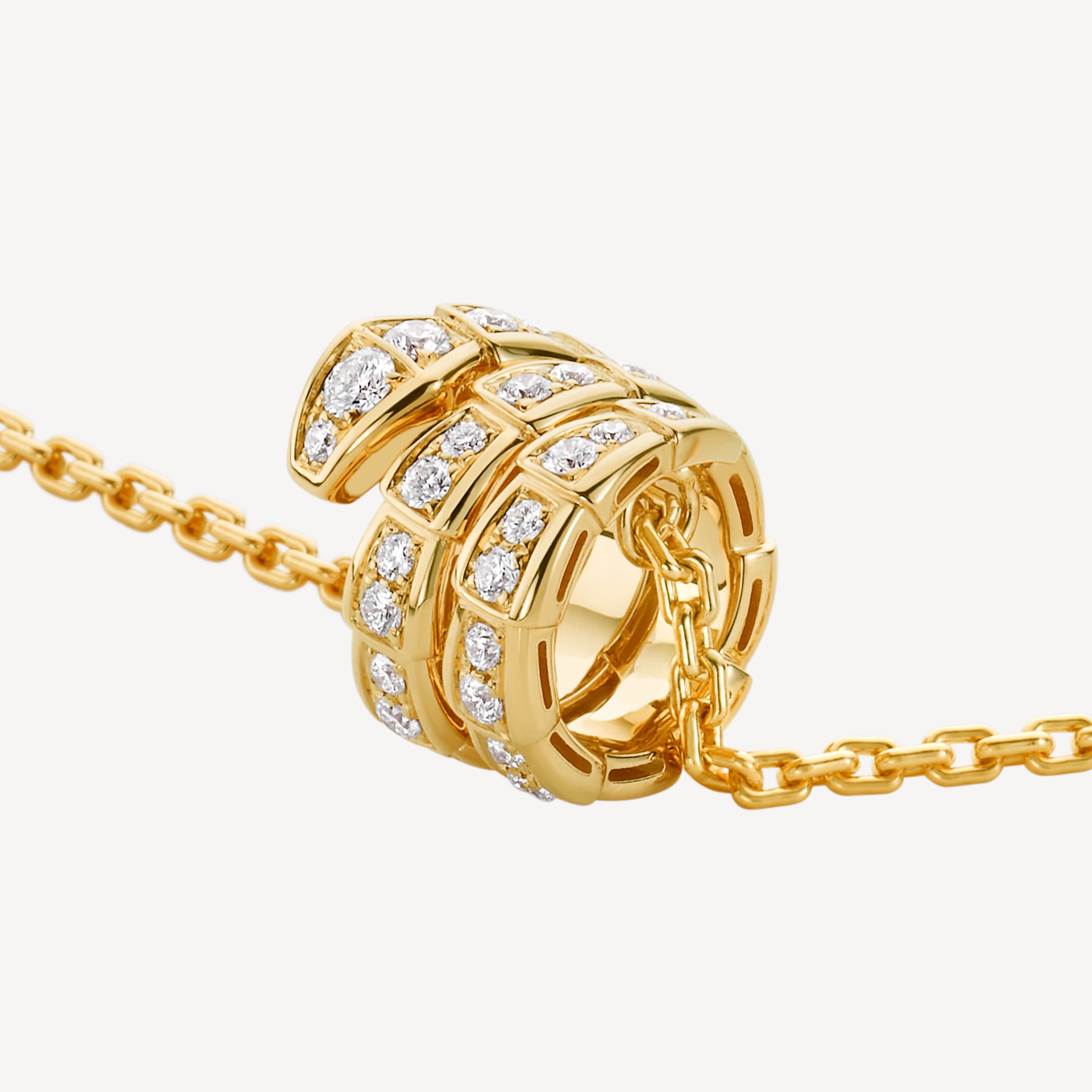 Bvlgari Serpenti Viper Pave Diamonds 18K Gold Necklace