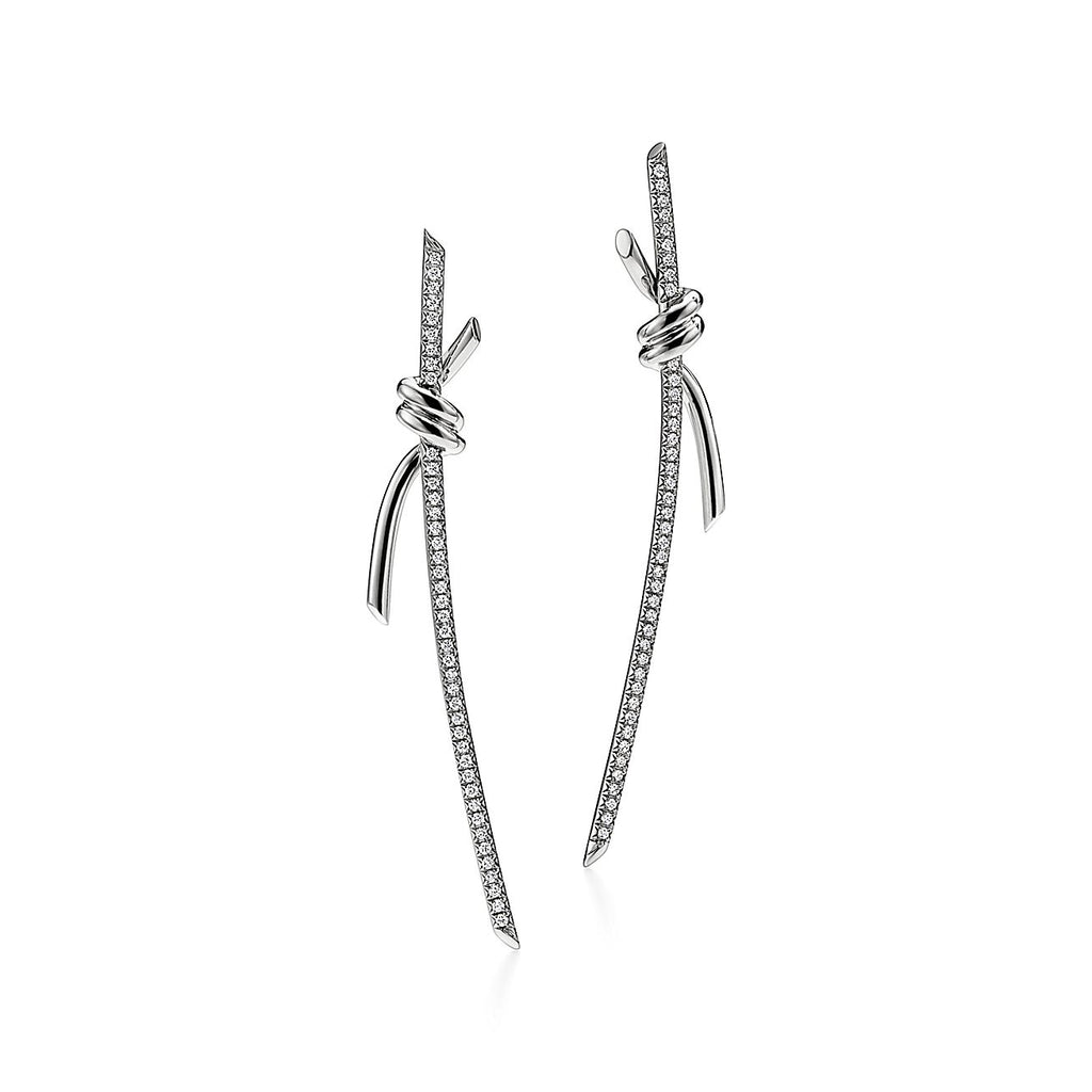 Tiffany Knot Drop Diamonds 18K Gold Earrings