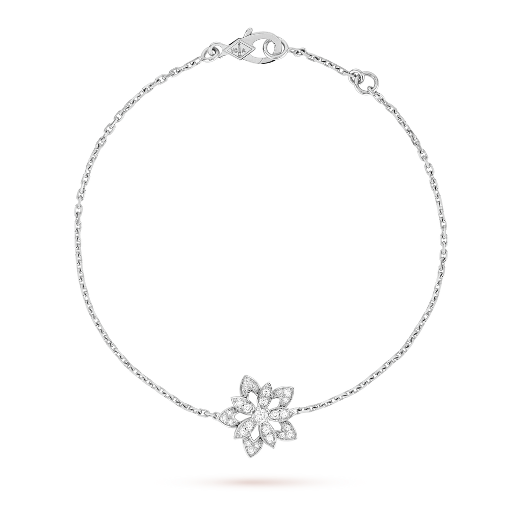 Lotus Openwork Pendant 18K Gold Bracelet