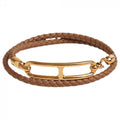 Hermes Roulis Double Tour Brown 18K Gold Bracelet