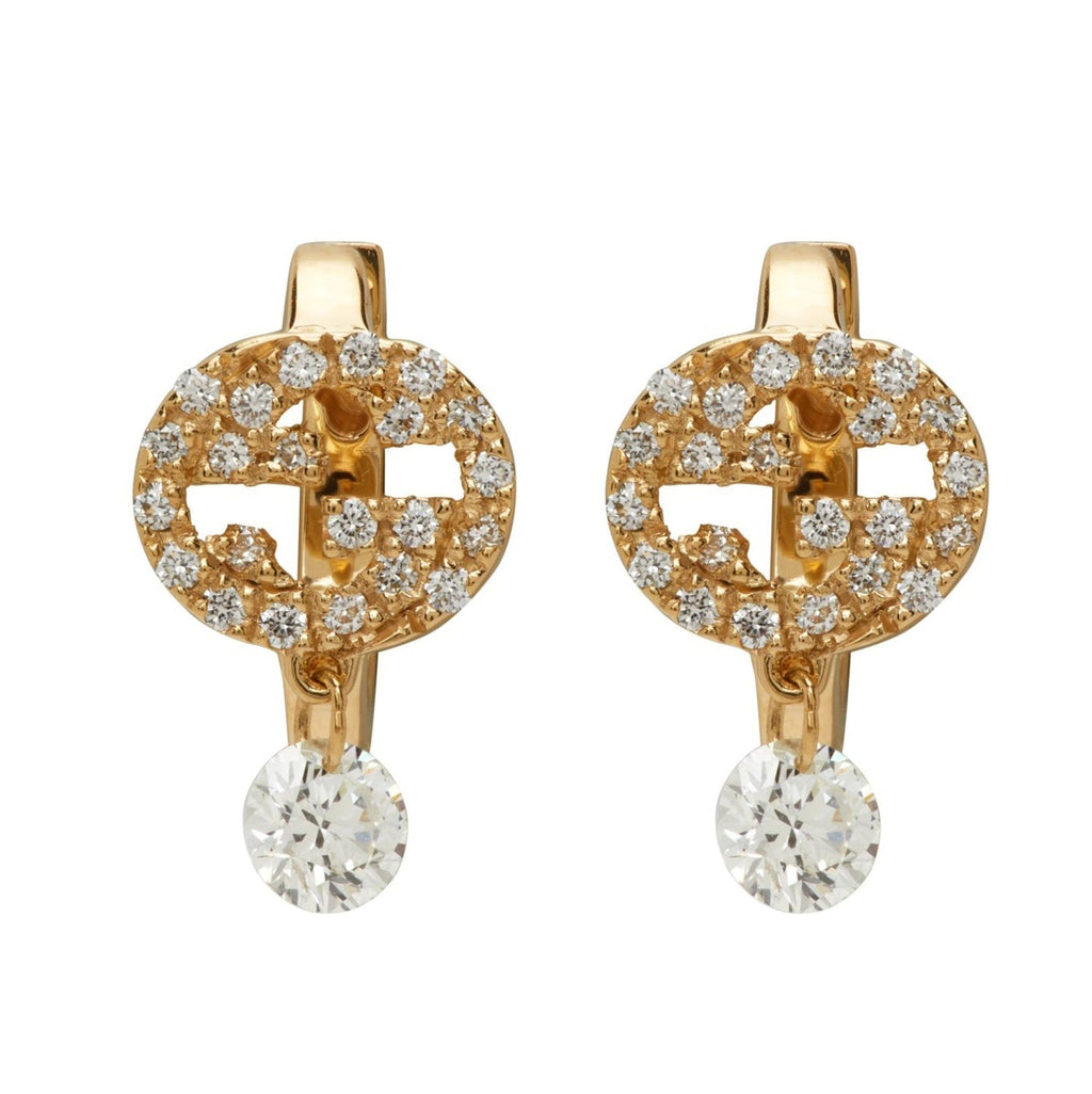 Gucci Double Interlocking Gucci Diamond 18K Gold Earrings