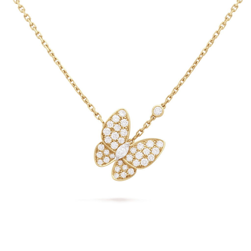Two Butterfly 18K Gold Necklace