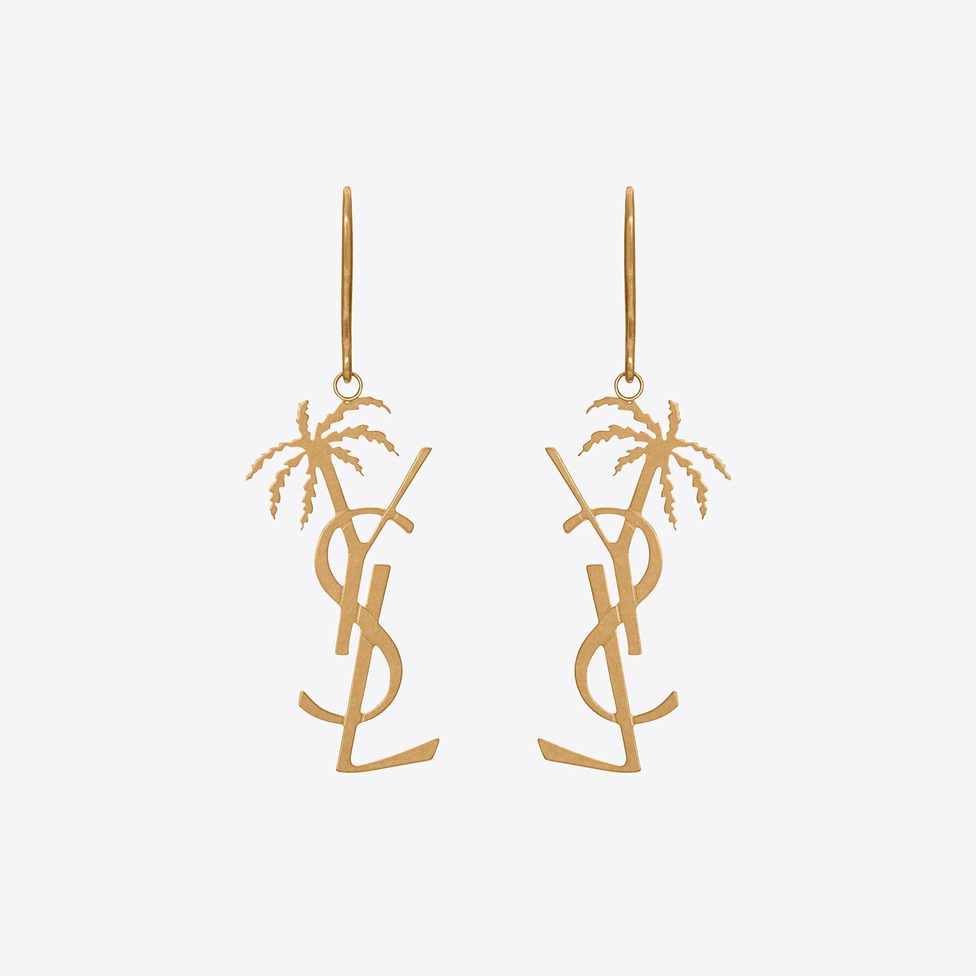 YSL Monogram Palmier Statement 18K Gold Earrings