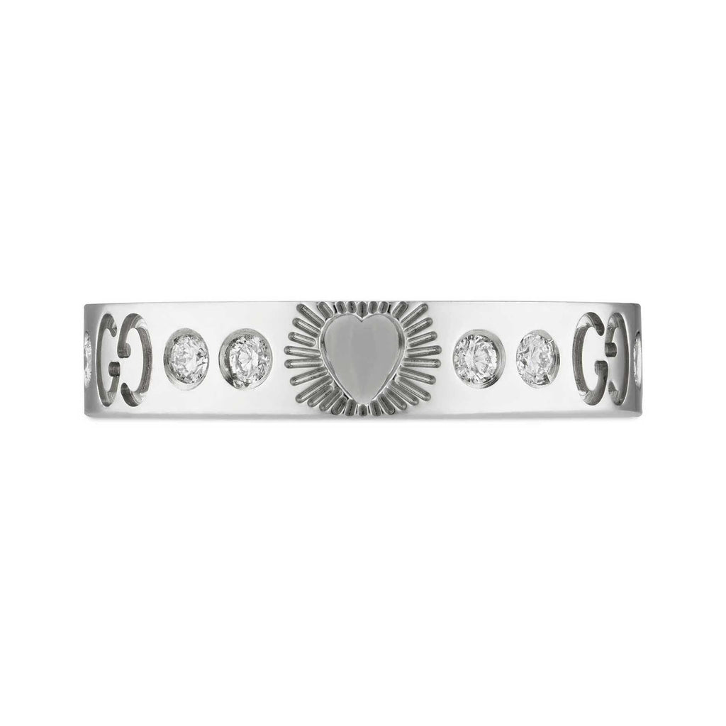 Gucci Double Icon Diamonds 18K White Gold Ring