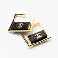 Chanel Black Bag Hoop 18K Gold Earrings