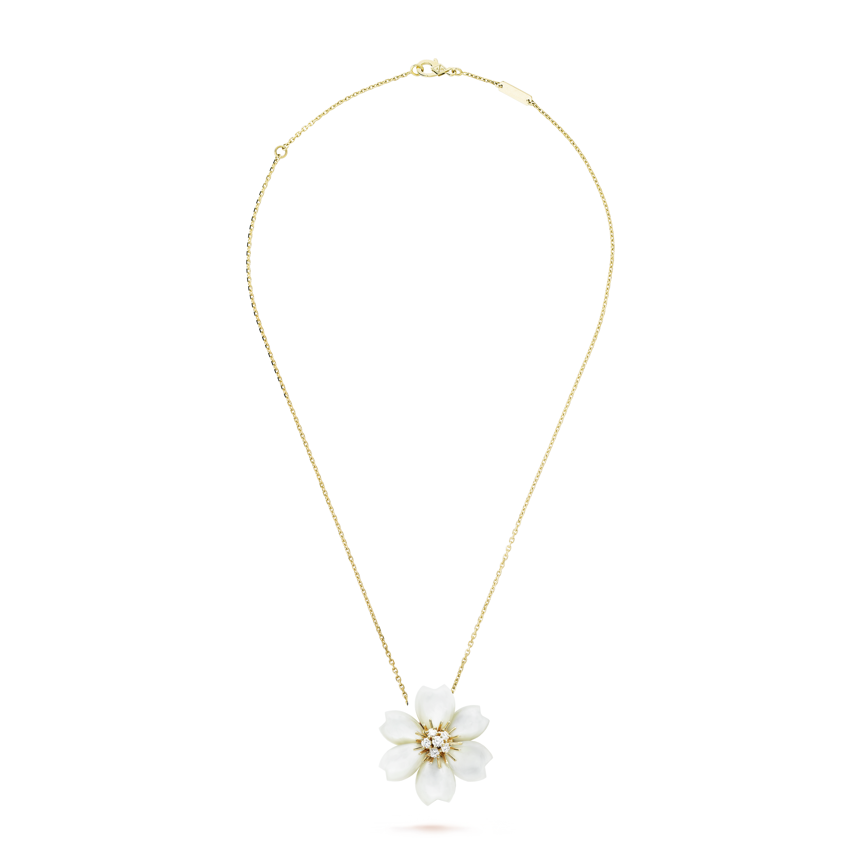 Rose De Noel Clip Pendant 18K Gold Necklace
