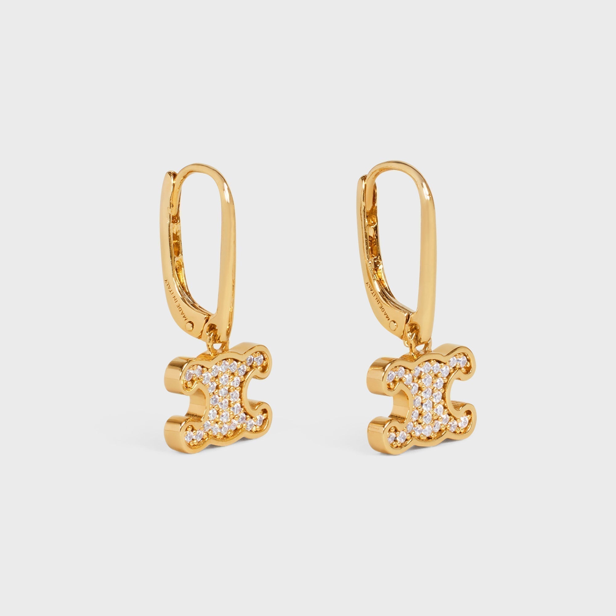 Celine Rhinestone 18K Gold Earrings