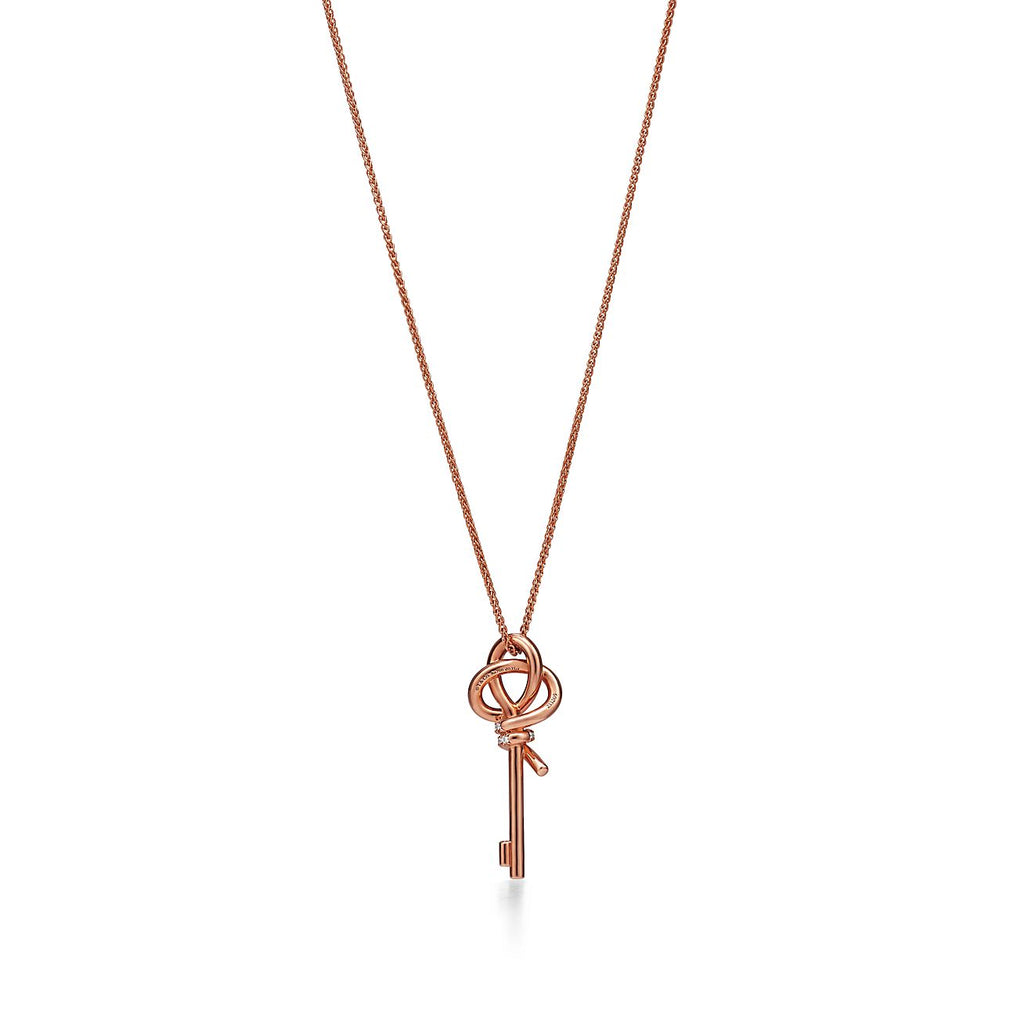 Tiffany Keys Woven Diamonds Medium 18K Gold Necklace