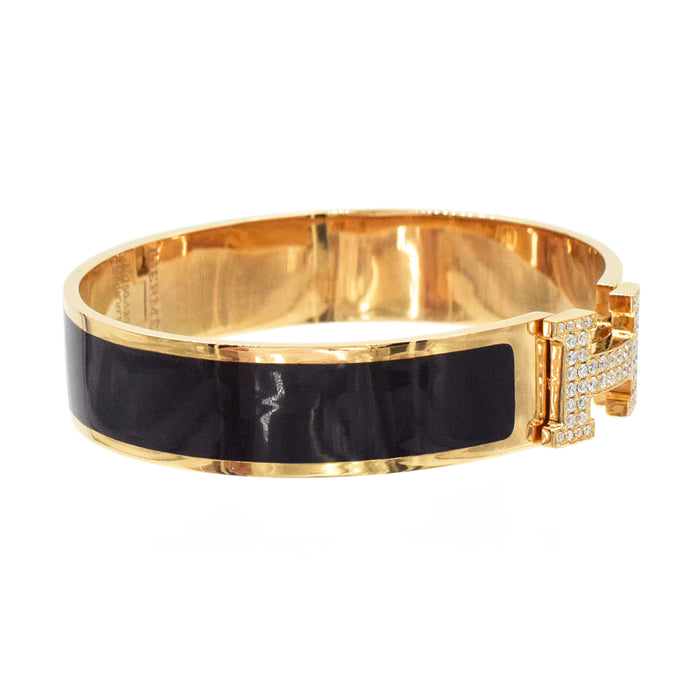 Hermes Clic Diamond 18K Gold Bracelet