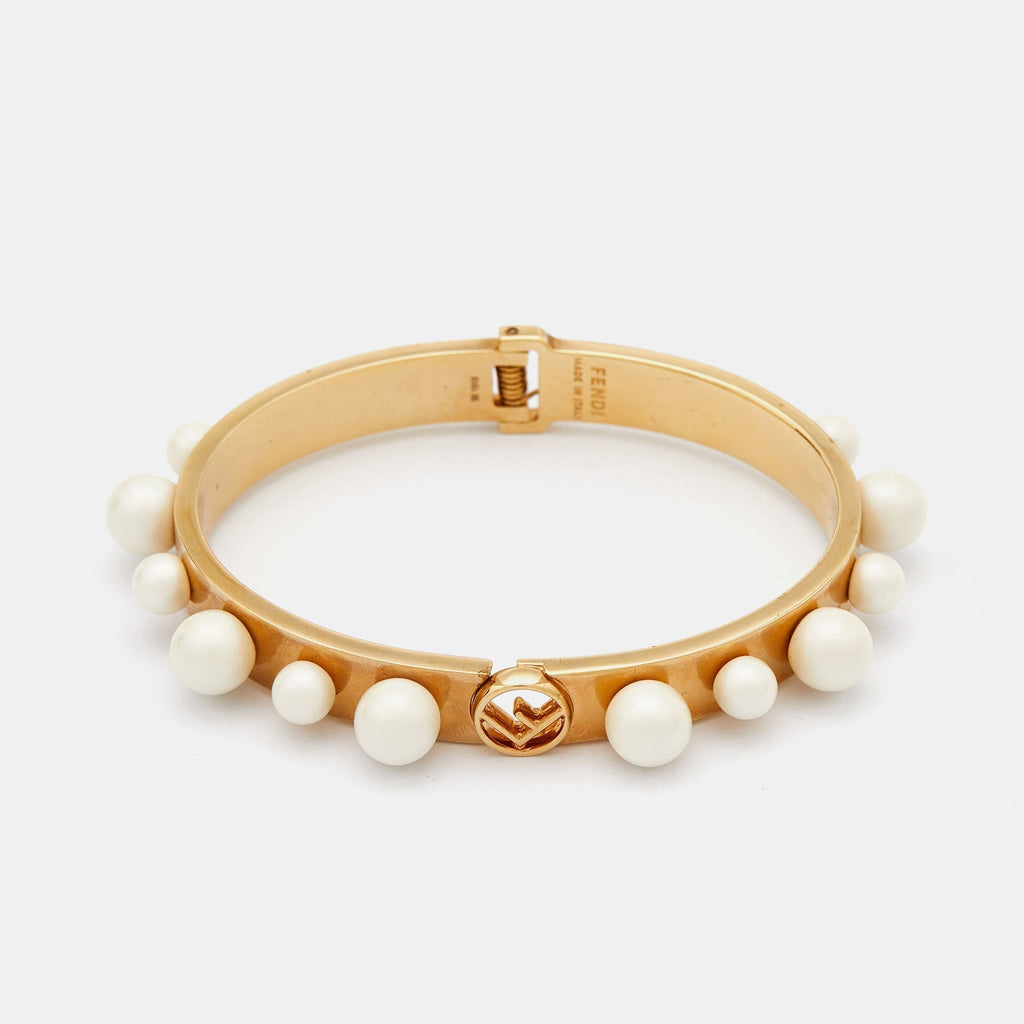 Fendi Pearls 18K Gold Bracelet