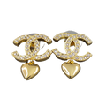 Chanel Classic Diamond Heart 18K Gold Earrings