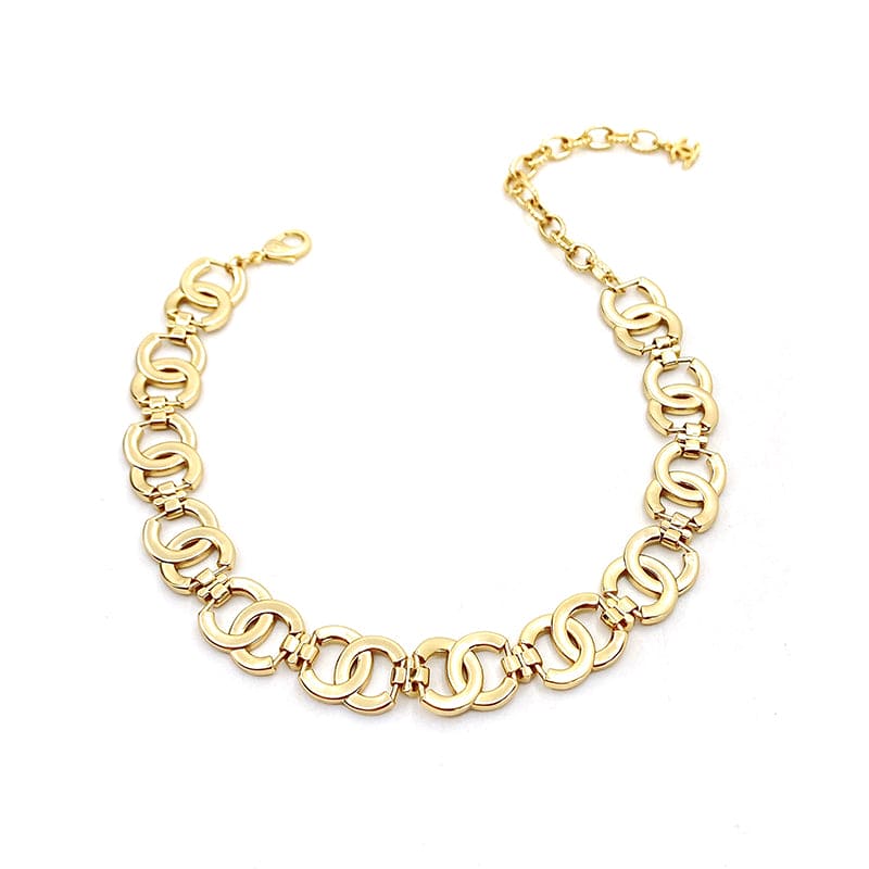 Chanel Rhinestone 2021 Interlocking Choker 18K Gold Necklace