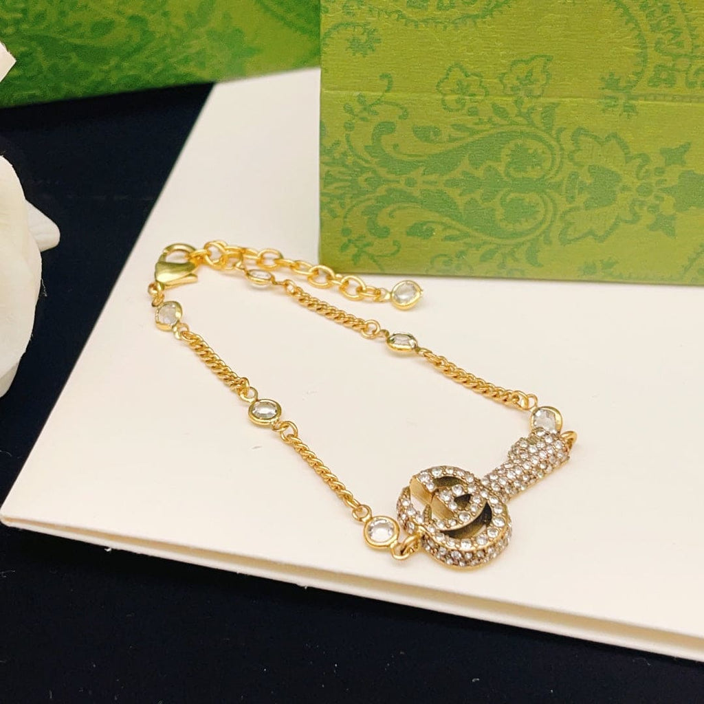 Gucci Double Crystal Key 18K Gold Bracelet