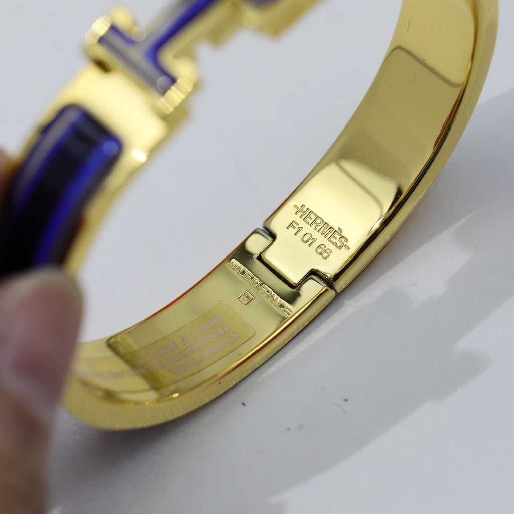 Hermes Clic Purple 18K Gold Bracelet