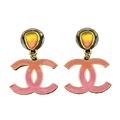 Chanel Classic Pink Dangle 18K Gold Earrings