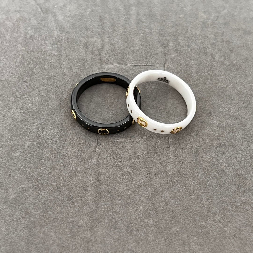 Gucci Double Icon Black Corundum 18K Gold Ring