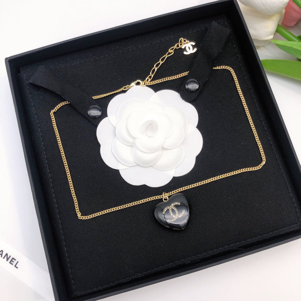Chanel Black Heart 18K Gold Necklace