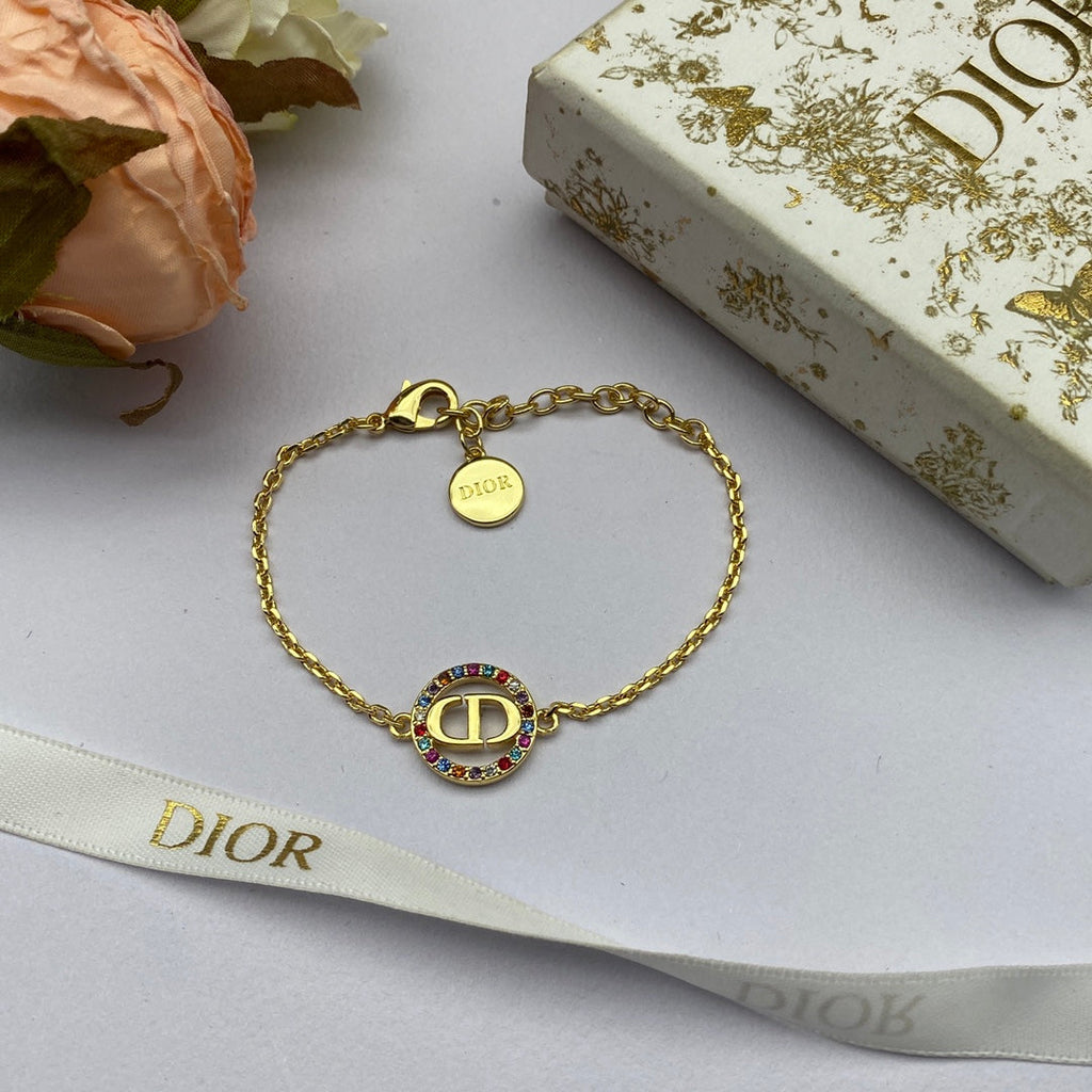 Dior Petit Multicolor Crystals 18K Gold Bracelet