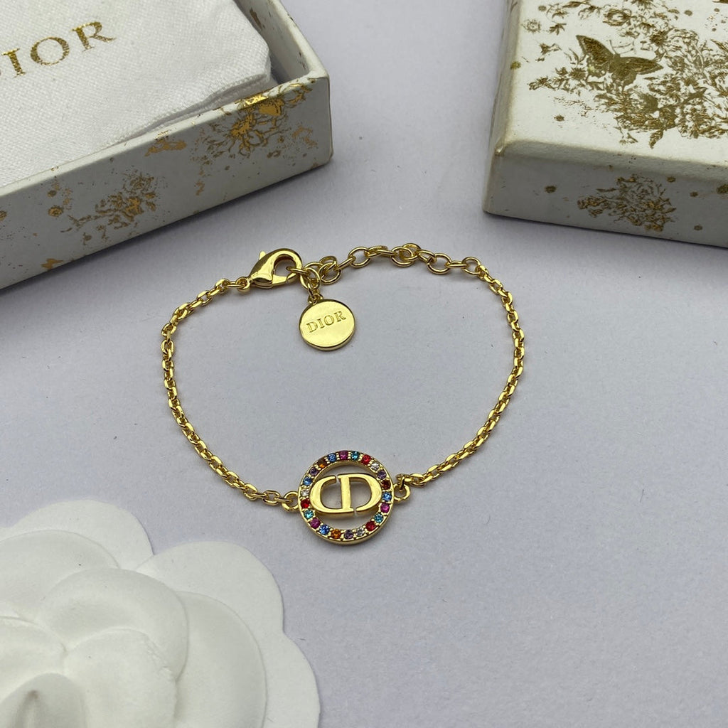 Dior Petit Multicolor Crystals 18K Gold Bracelet