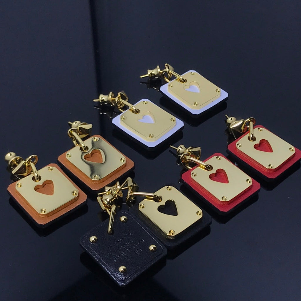 Hermes As De Celine Red 18K Gold Earrings