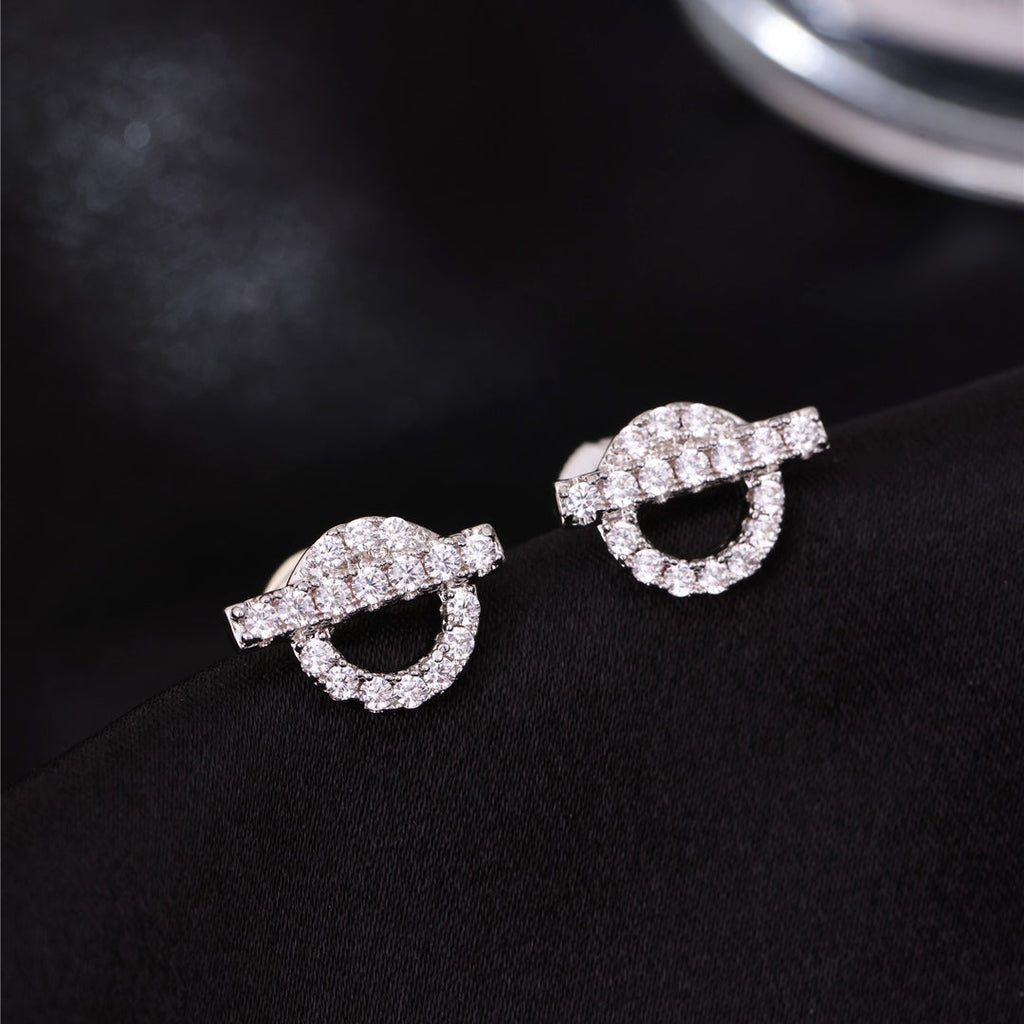 Hermes Finesse Diamond Stud 18K Gold Earrings