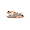 Tiffany Knot Double Row Diamonds 18K Rose Gold Ring