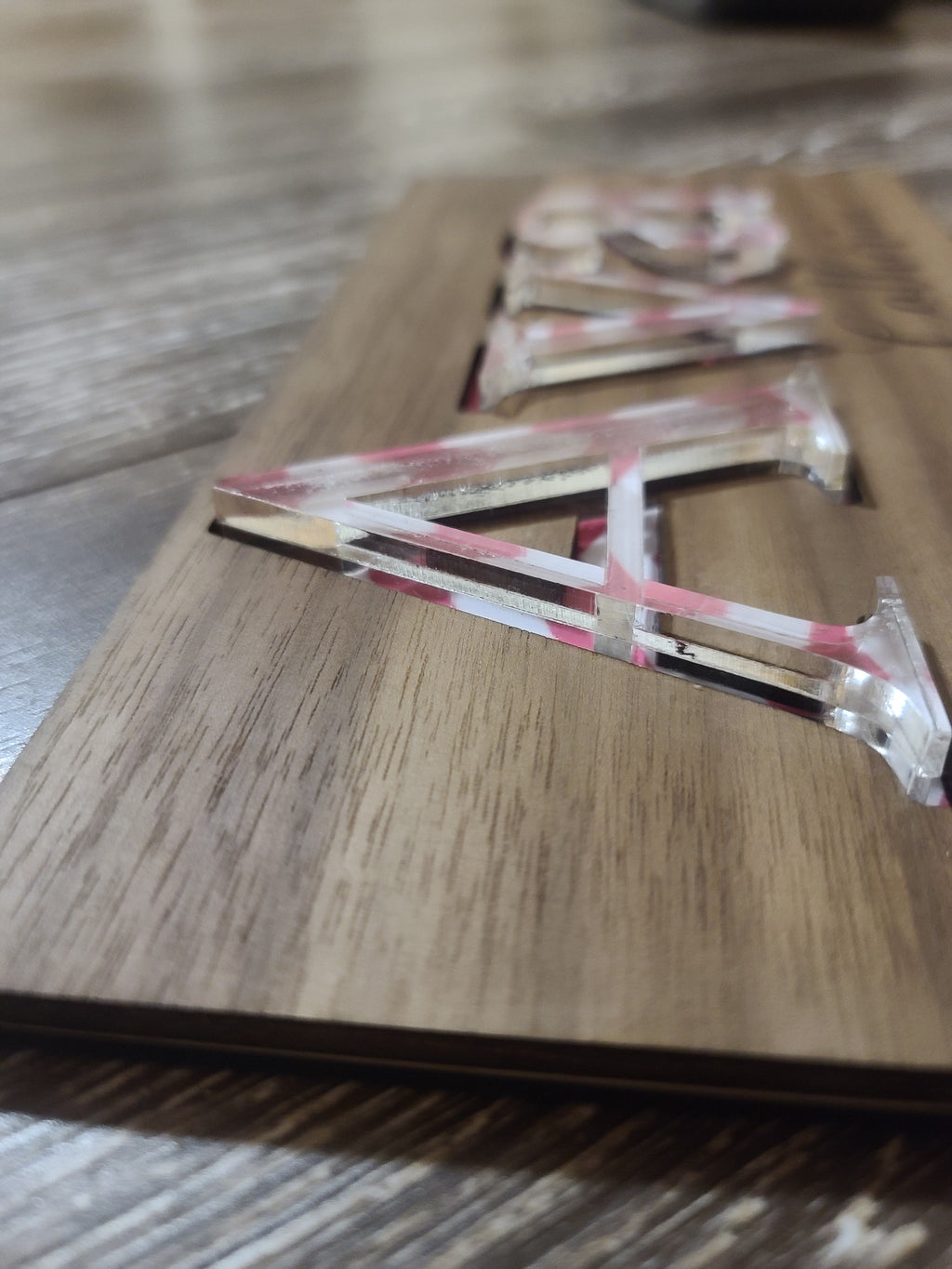 Wood & Acrylic Name Puzzle (you pick chevron / zig zag color) with clear