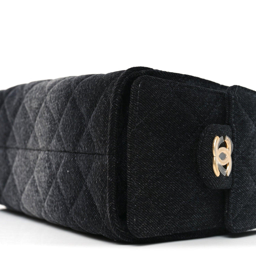 Washed Denim Quilted Mini Chanel 25 Handbag Black