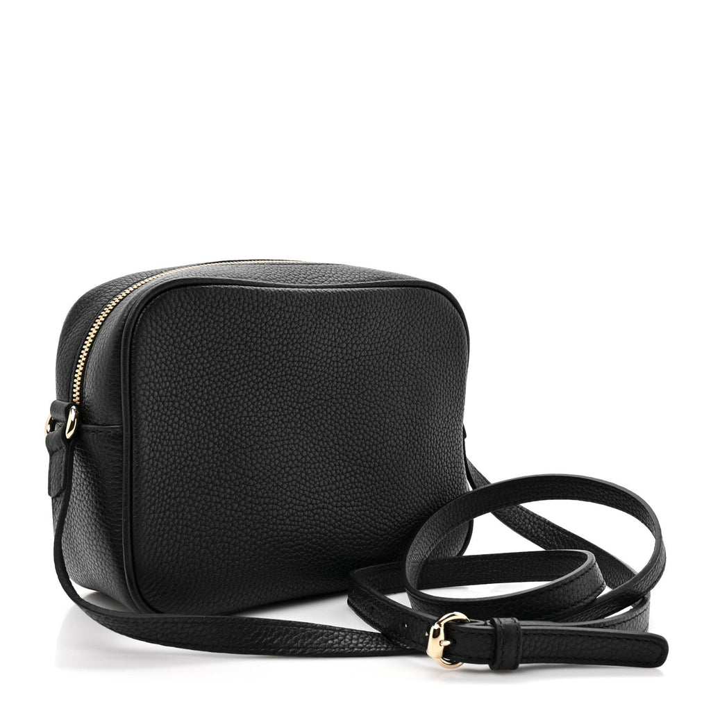 Pebbled Calfskin Small Soho Disco Bag Black