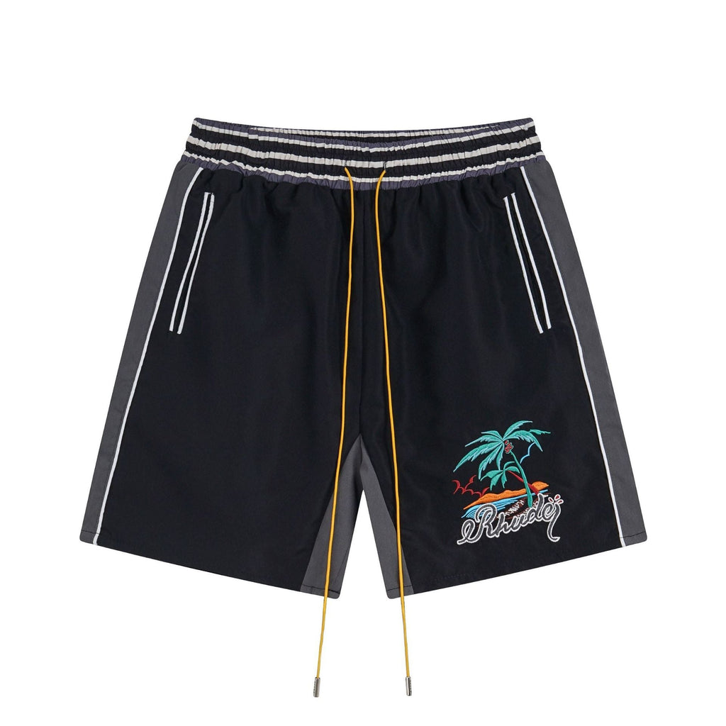 Rhude T-shirt Coconut Alphabet Beach Embroidery Short Sleeve Shirt Shorts