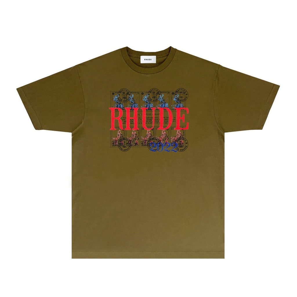 Rhude T-shirts Printed Trendy Pure Cotton