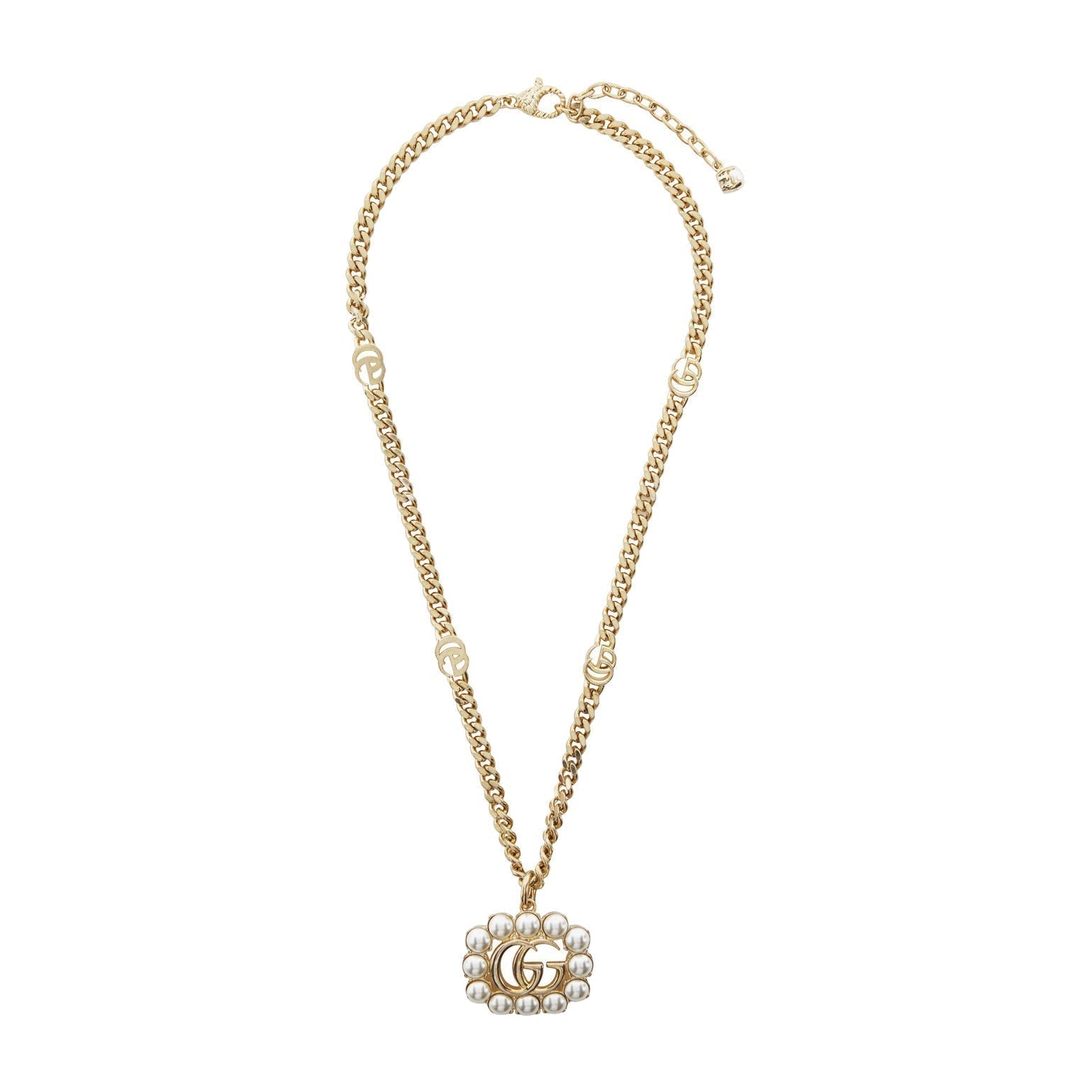 Gucci Double Pearl Double Gucci 18K Gold Necklace