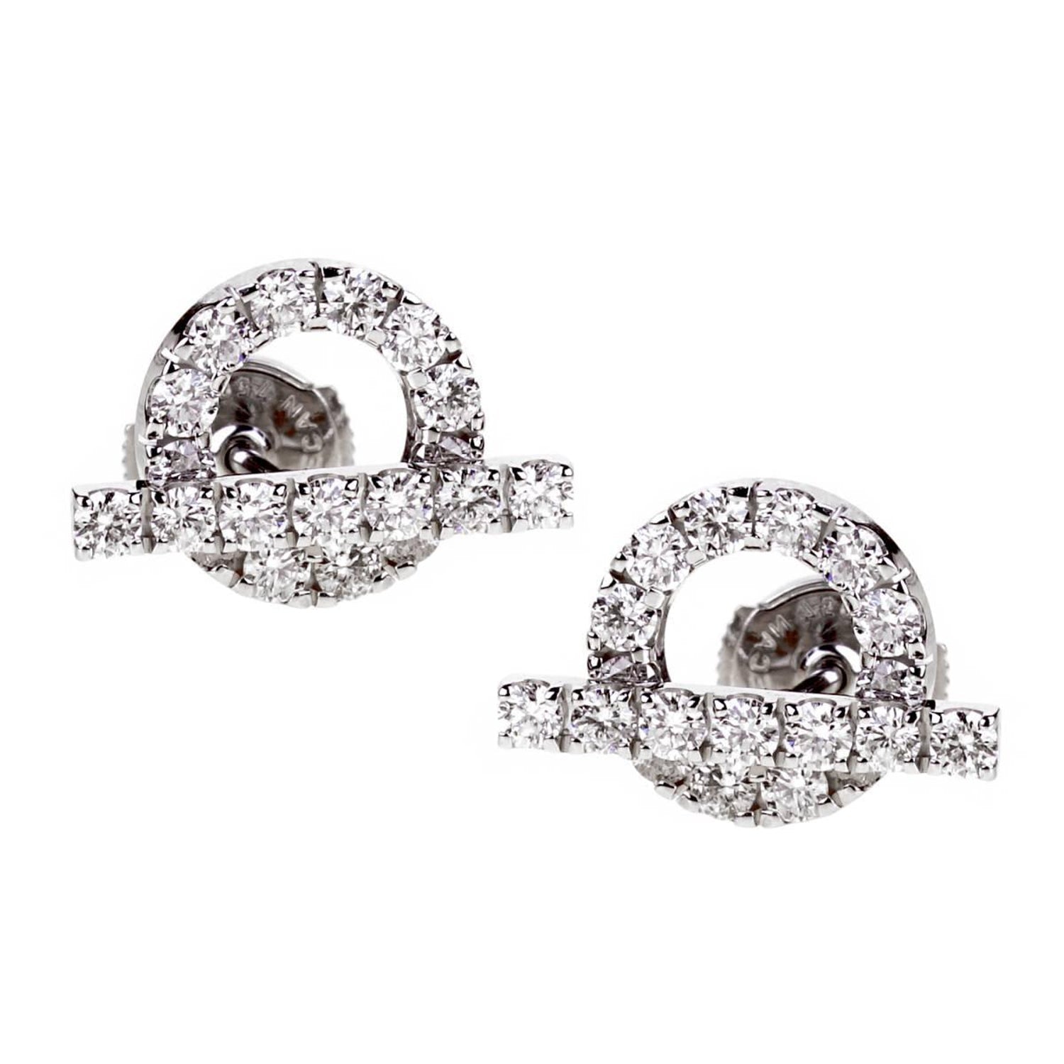 Hermes Finesse Diamond Stud 18K Gold Earrings