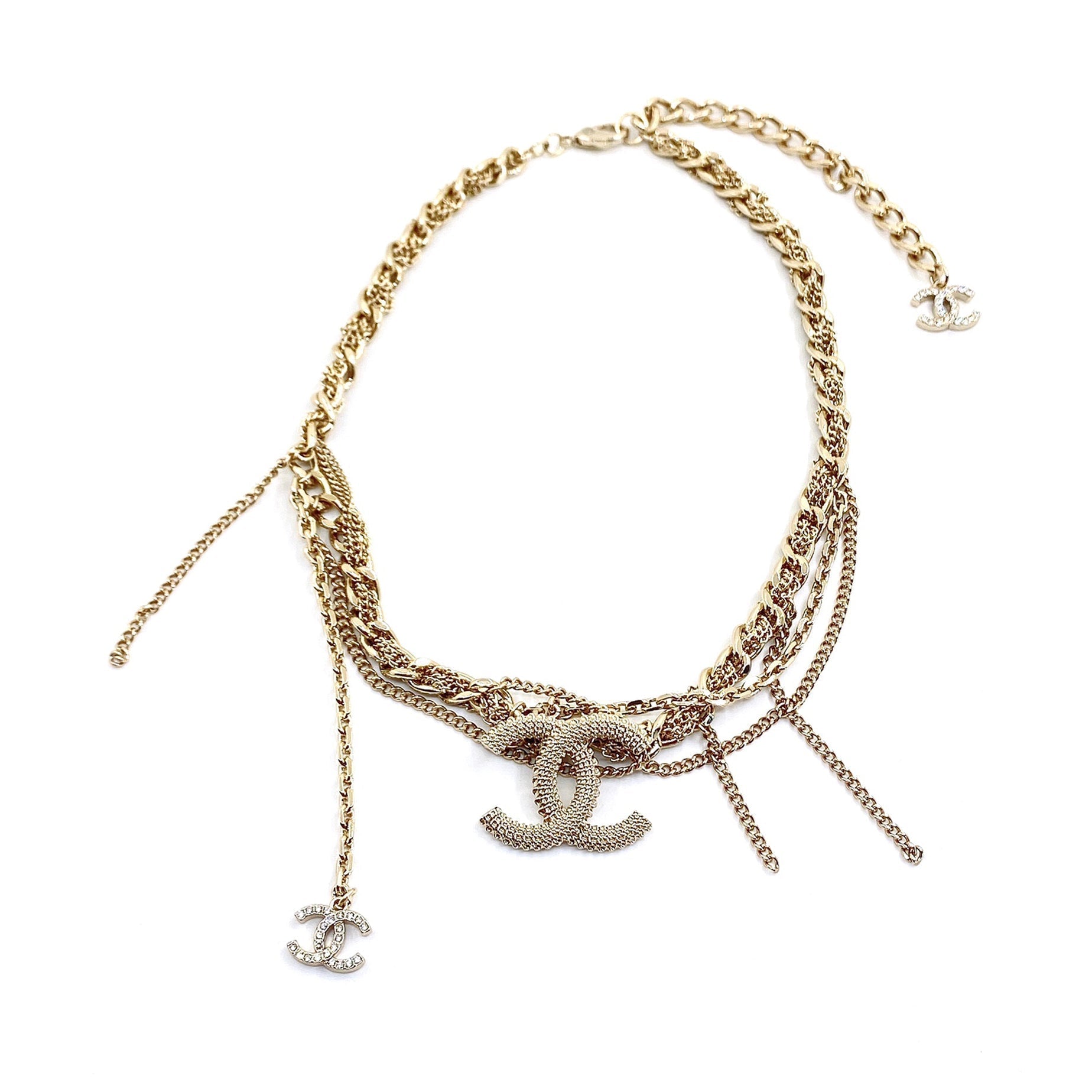 Chanel Crystals Choker 18K Gold Necklace