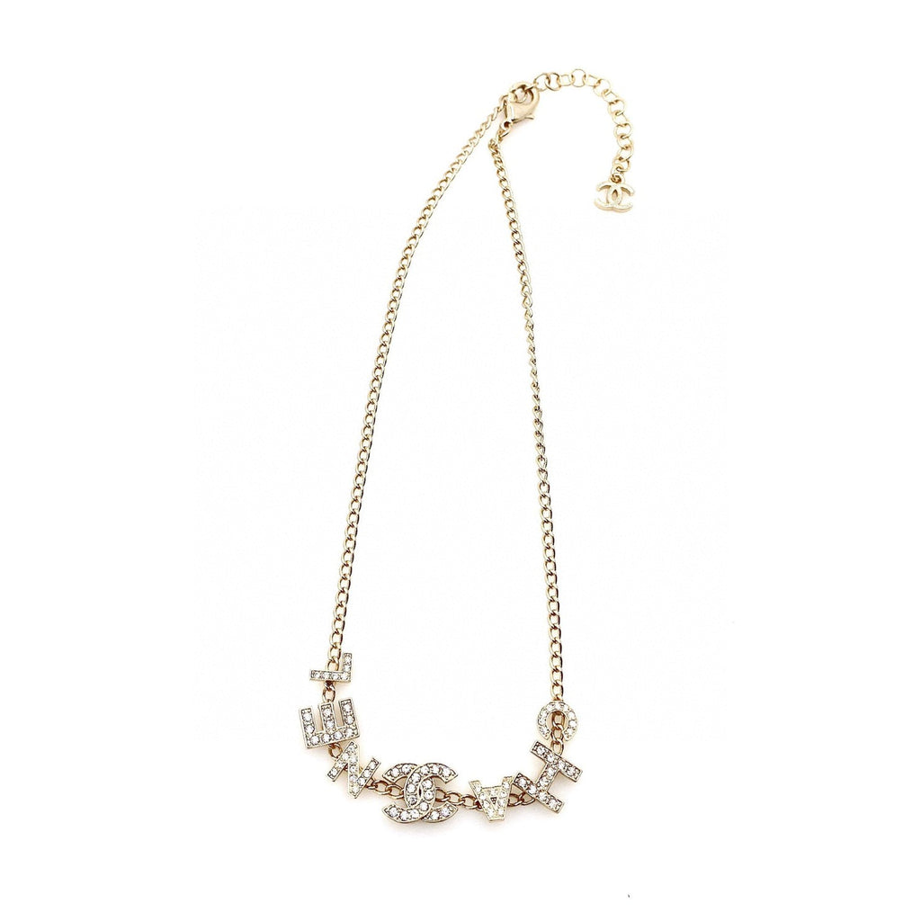 Chanel Script Diamonds 18K Gold Necklace