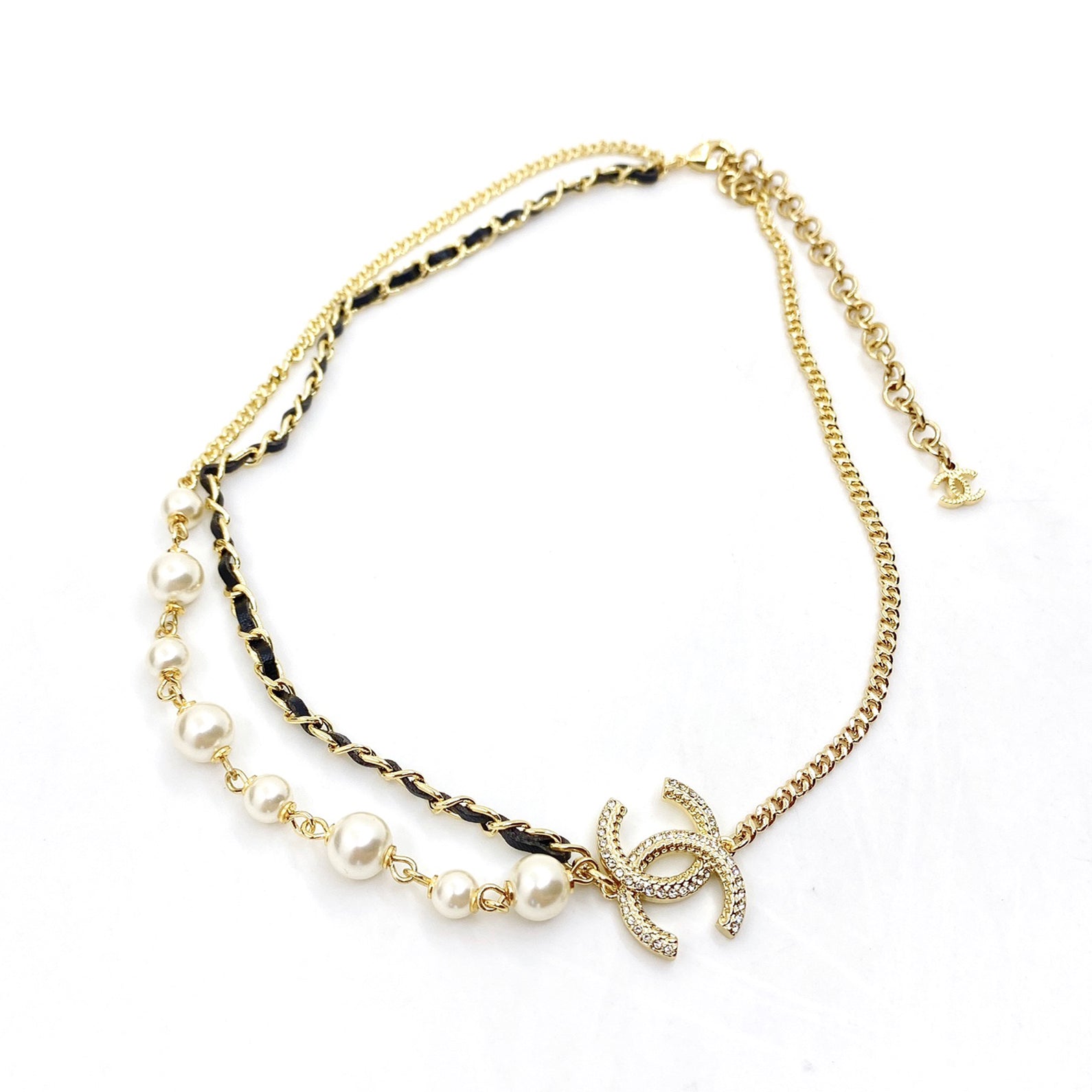 Chanel Pearls & Leather 18K Gold Necklace