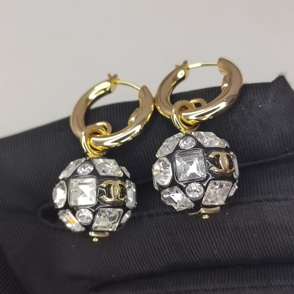 Chanel Ball Crystals 18K Gold Earrings