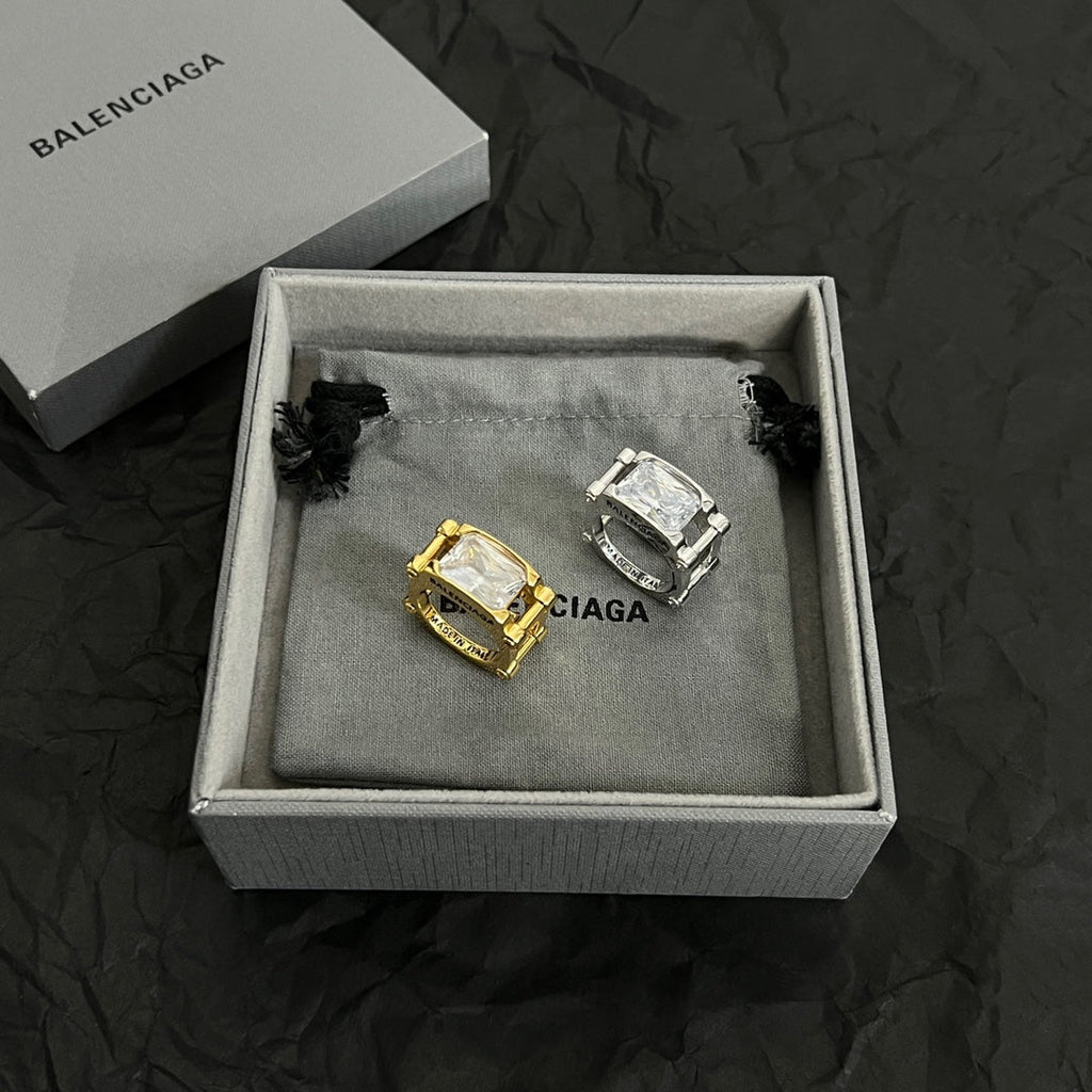 Balenciaga Crystal 18K Gold Ring