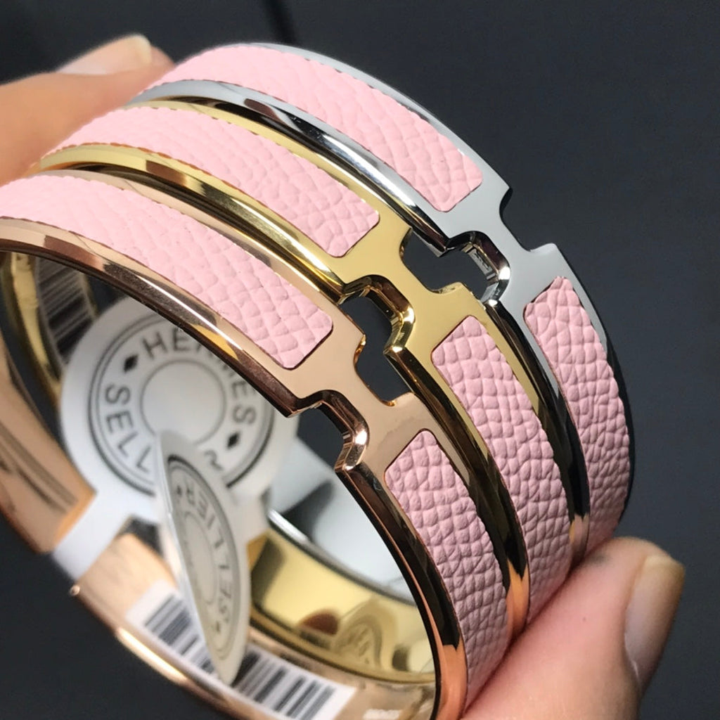 Hermes Olympe Light Pink 18K Gold Bracelet