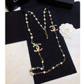Chanel Color Long Pearl 18K Gold Necklace