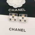 Chanel Transparent Resin 18K Gold Earrings