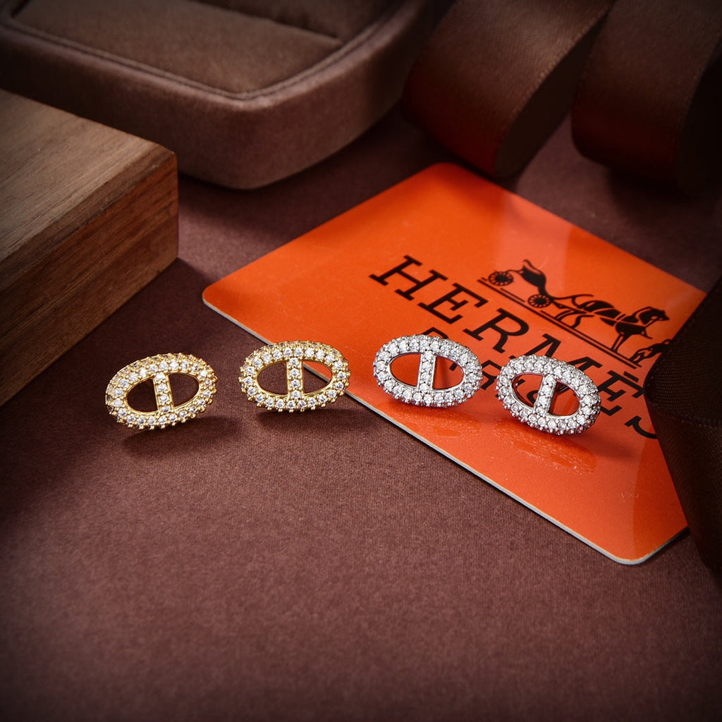 Hermes Farandole Diamond 18K Gold Earrings