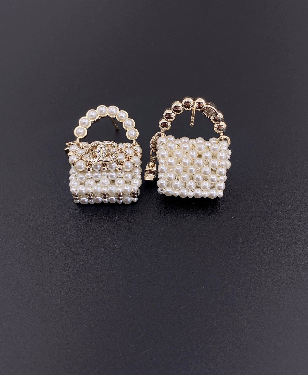 Chanel Small Bag Pearl 18K Gold Earrings