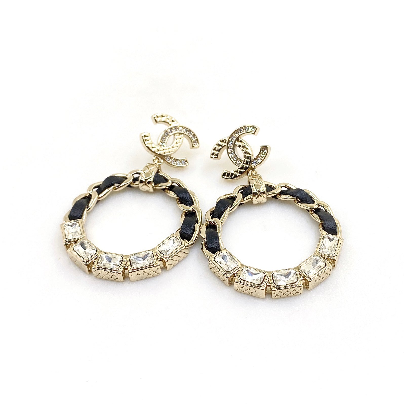 Chanel Round Crystals 18K Gold Earrings