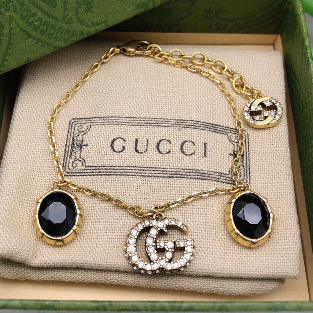 Gucci Double Black Stones 18K Gold Bracelet