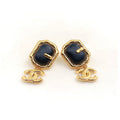 Chanel Pendant Leather 18K Gold Earrings