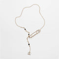 Chanel Rhinestone Pearl Letter 18K Gold Necklace
