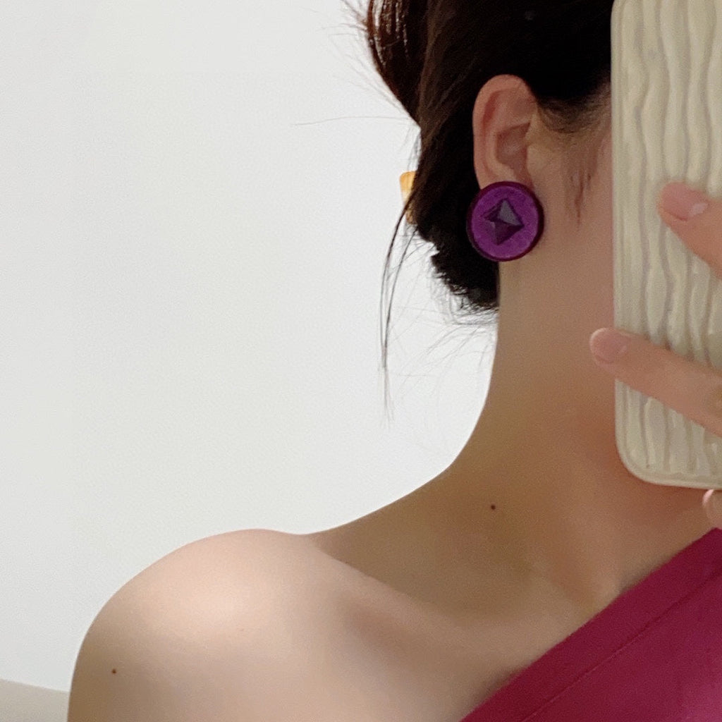 Chanel Vintage Purple 18K Gold Earrings